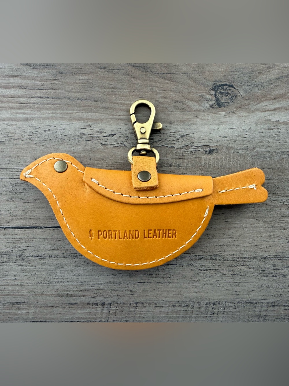 Portland Leather Yellow Mockingbird Keychain Coin Pouch - Picture 2 of 2